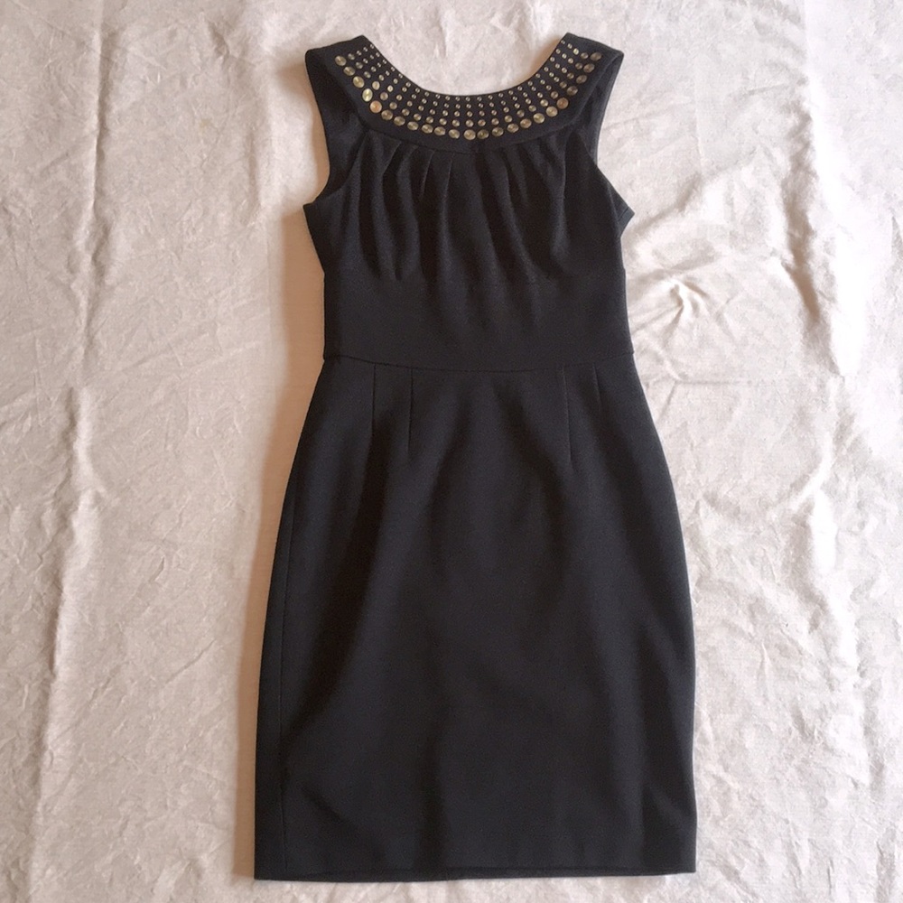 Trina Turk Little Black Dress with Gold Collar